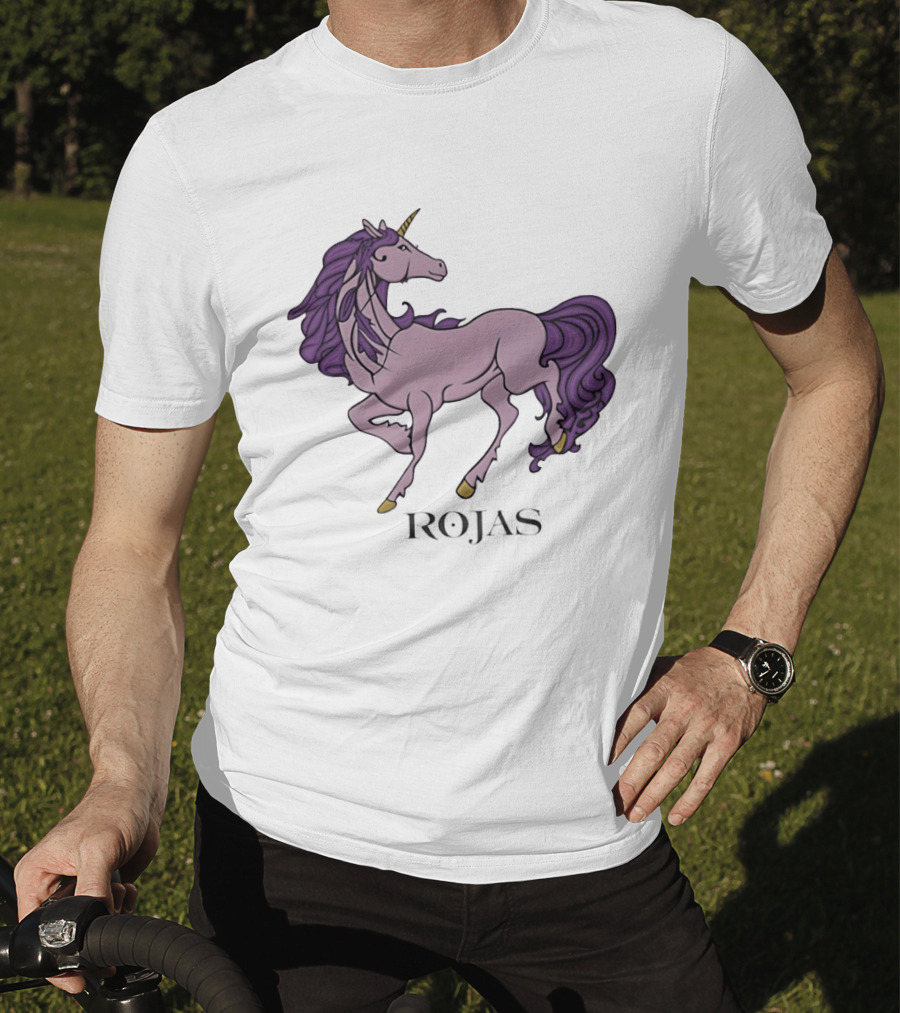 Rojas Pink Unicorn With Purple Mane T-Shirt