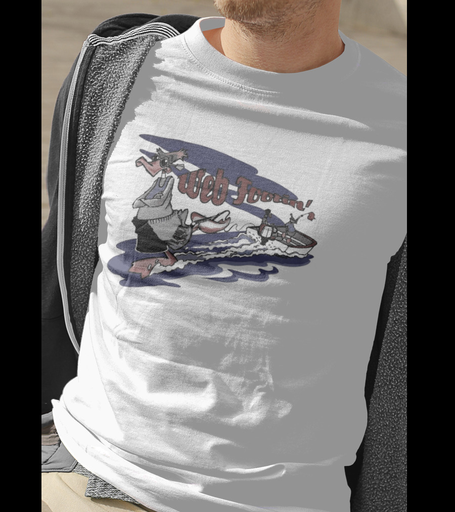 Web Footin' Cartoon Duck Boating Adventure T-Shirt