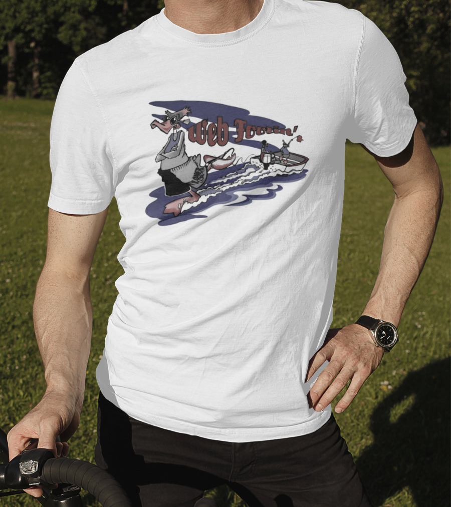 Web Footin' Cartoon Duck Boating Adventure T-Shirt