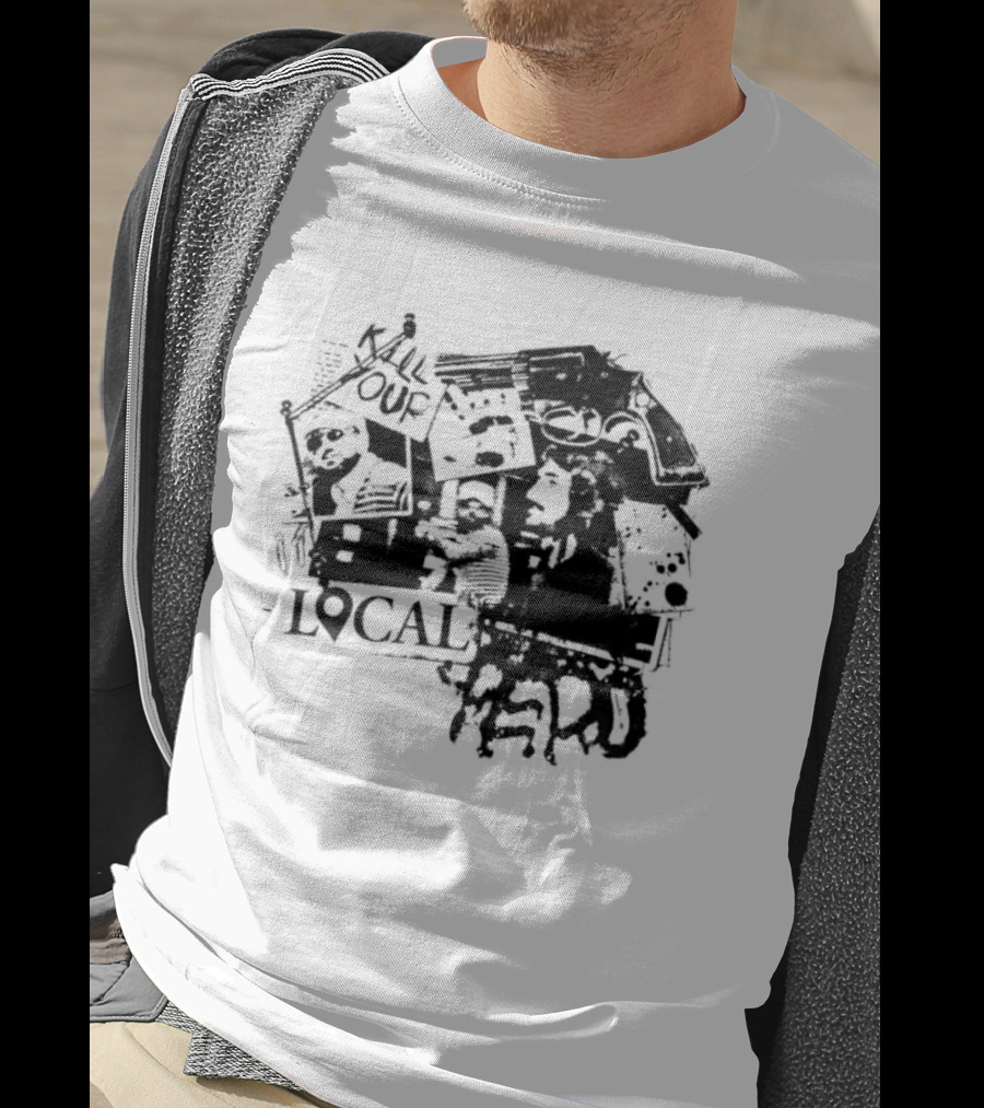 Kill Your Local Hero Revolver Collage Text Faces T-Shirt