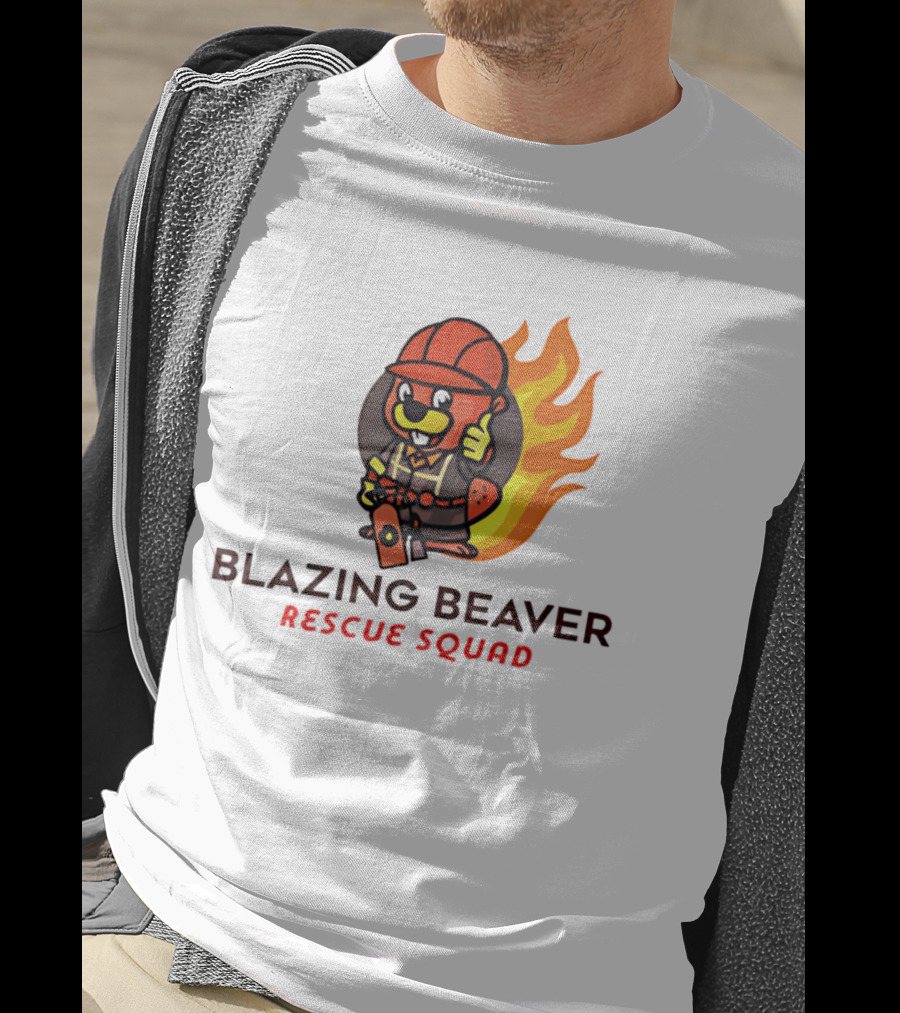 Blazing Beaver Firefighter Mascot Rescue Squad Flame T-Shirt