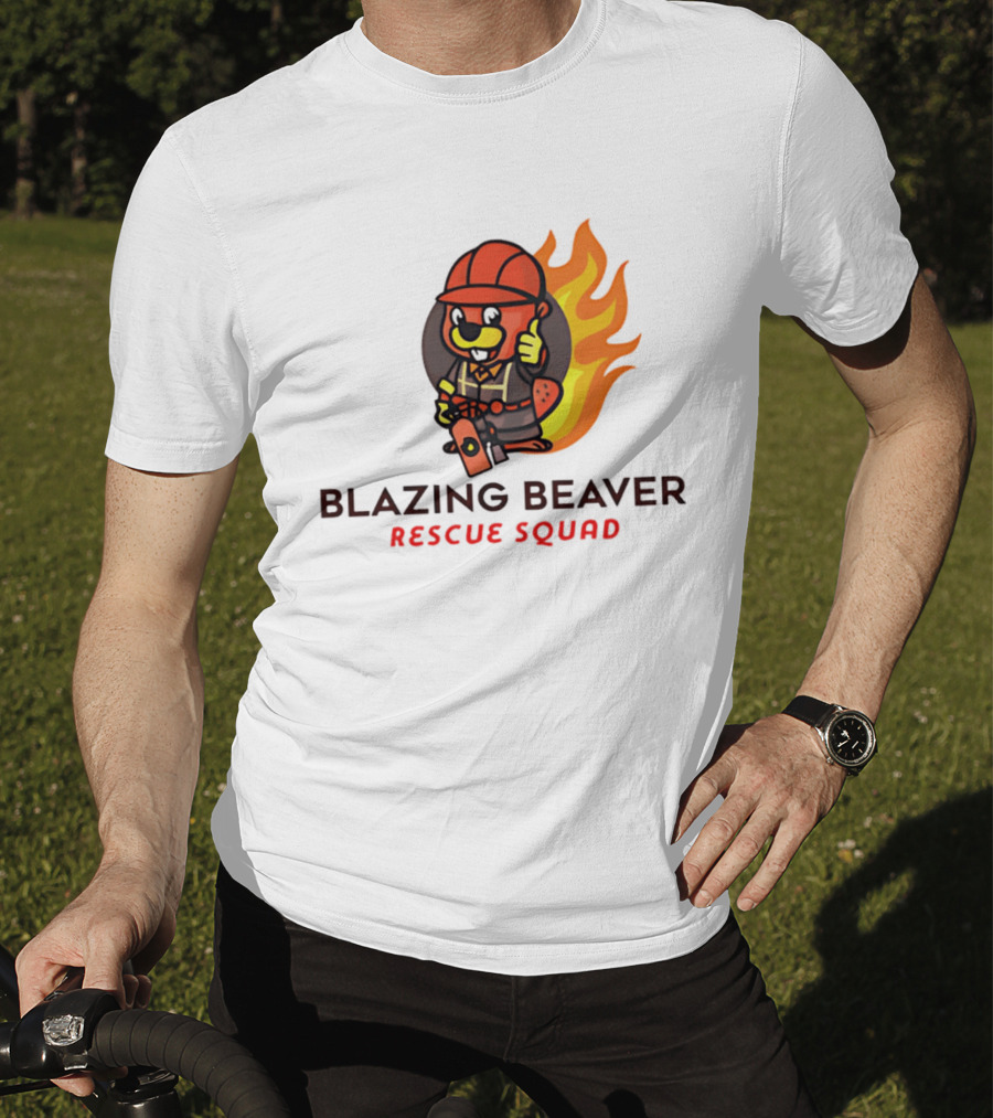 Blazing Beaver Firefighter Mascot Rescue Squad Flame T-Shirt