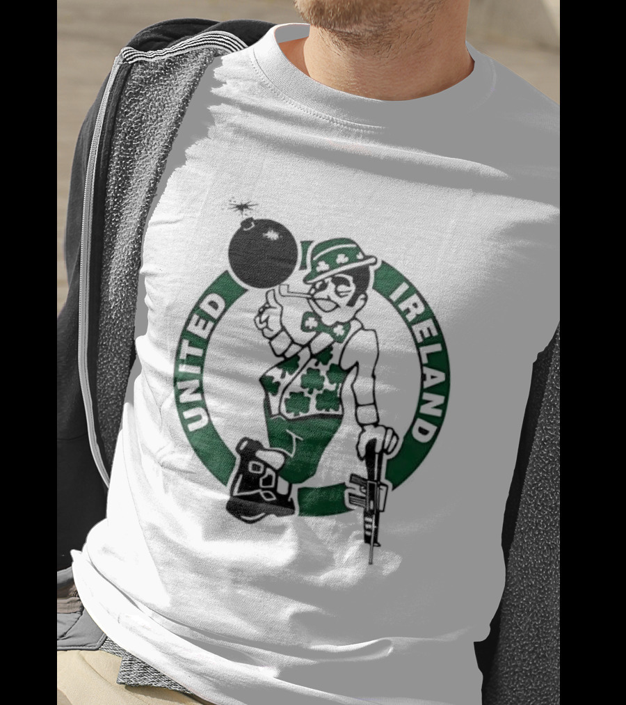 Boston Celtics United Ireland Mascot Holding Traditional T-Shirt