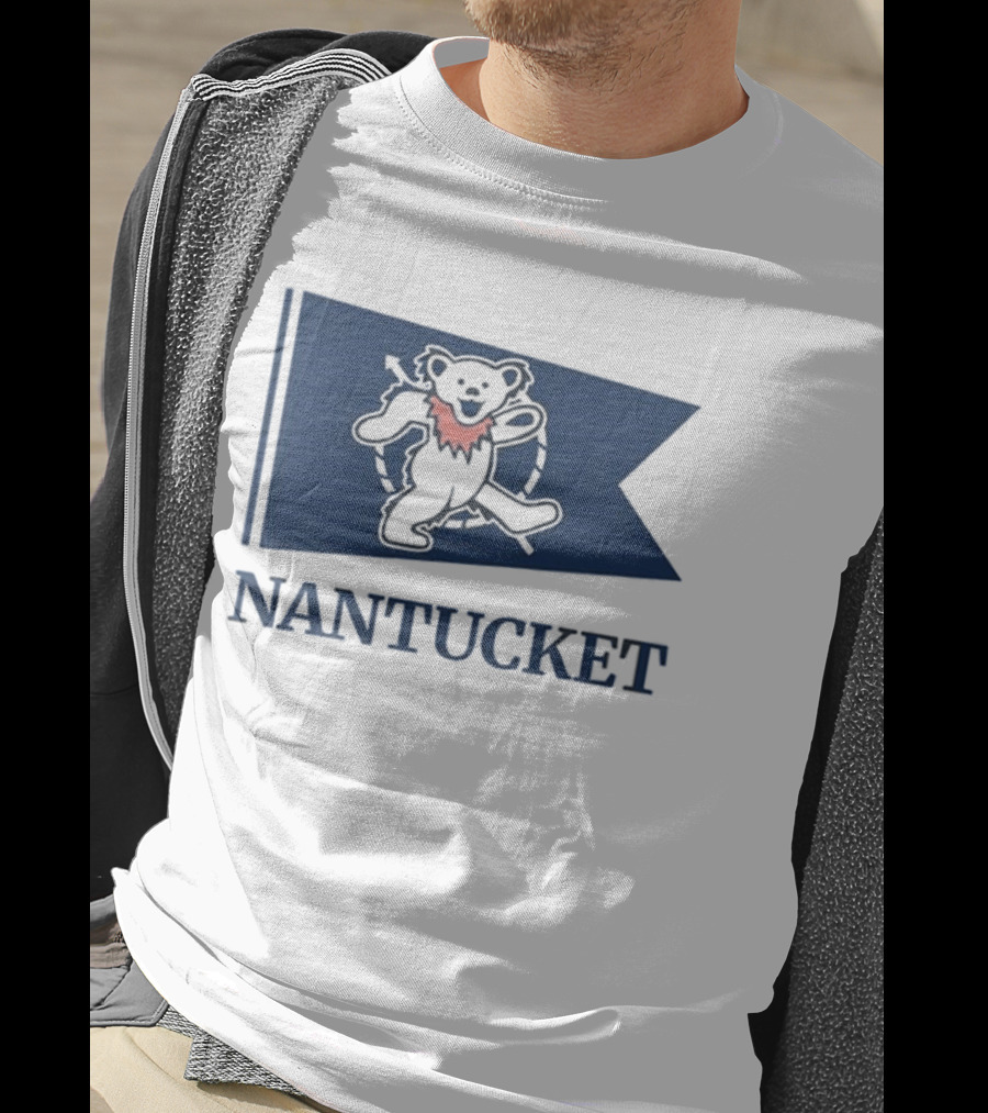 Nantucket Bear With Flag And Pink Scarf T-Shirt