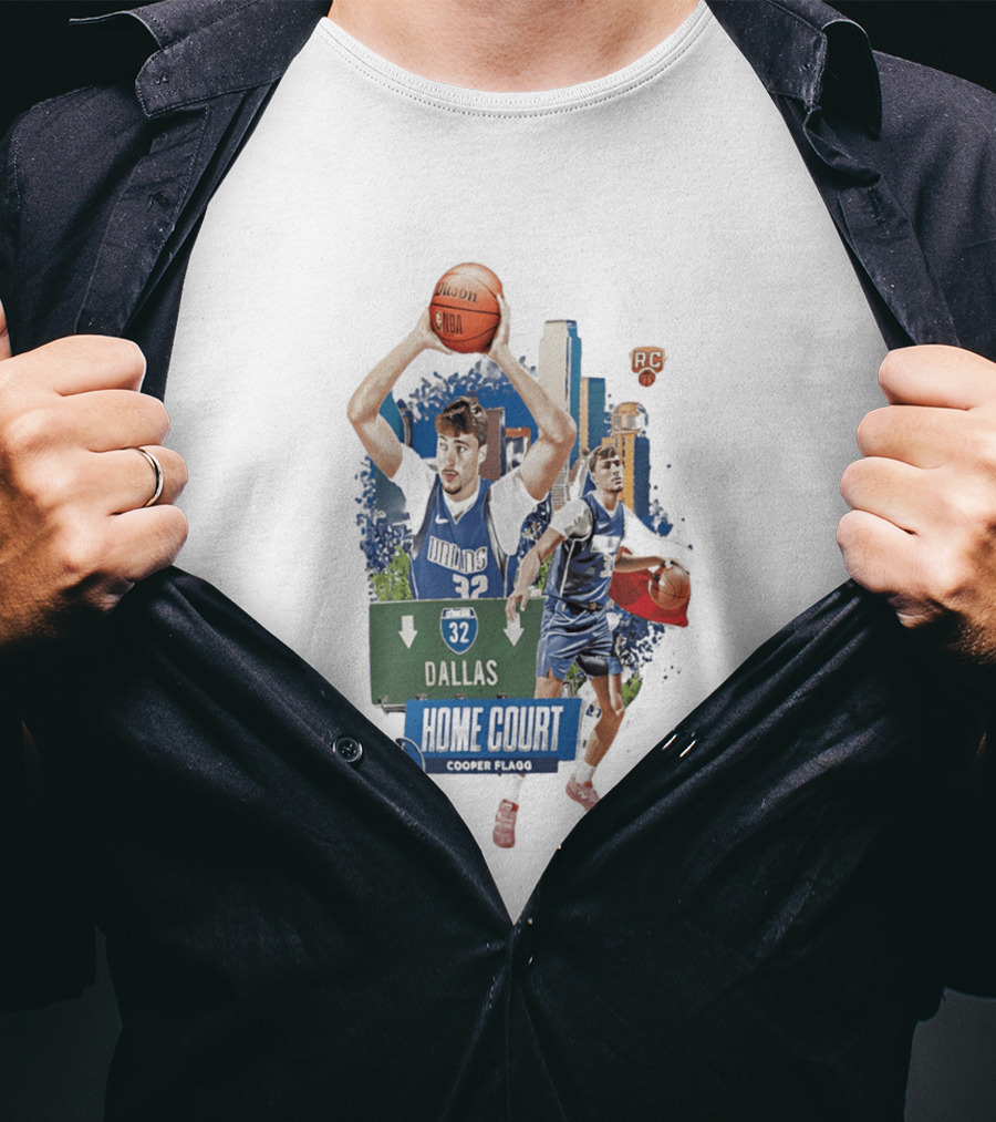 Cooper Flagg Dallas Mavericks Home Court RC 32 Basketball Player T-Shirt