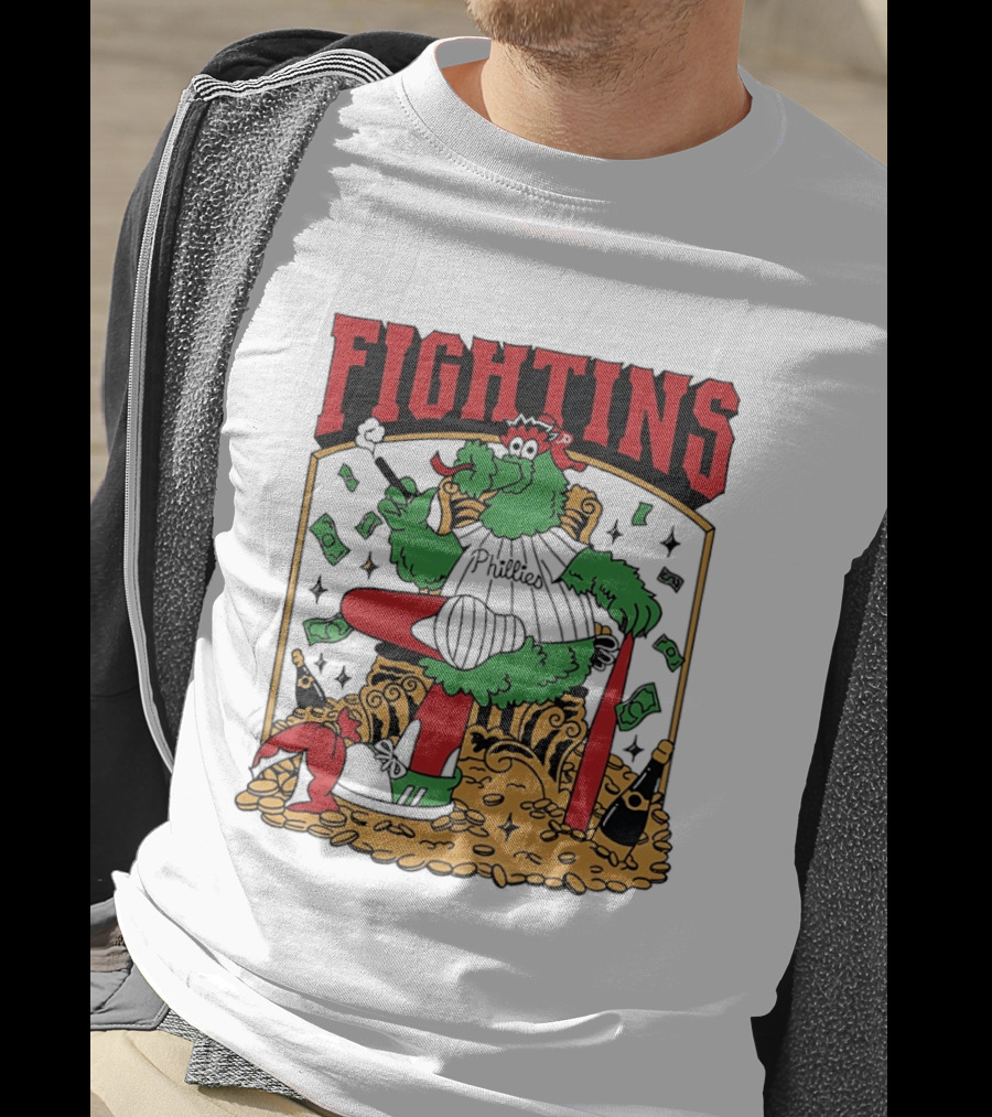 Fightins Philadelphia Phillies Phanatic Mascot Baseball Money And Champagne T-Shirt
