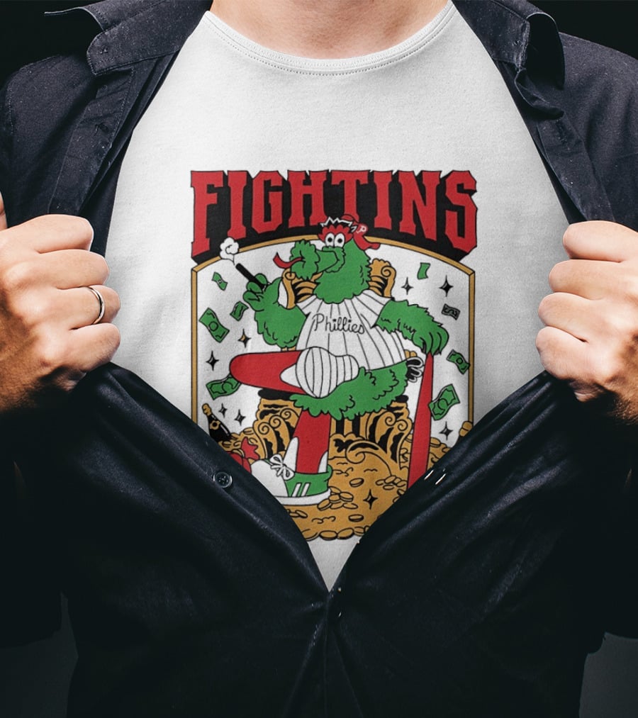 Fightins Philadelphia Phillies Phanatic Mascot Baseball Money And Champagne T-Shirt
