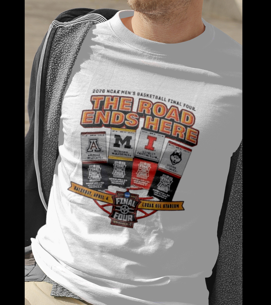 2026 NCAA Men's Basketball Final Four Arizona Michigan Illinois UConn April 4 Lucas Oil Stadium T-Shirt