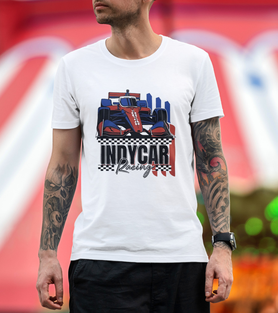 Indycar Racing Racecar Checkered Flags T-Shirt