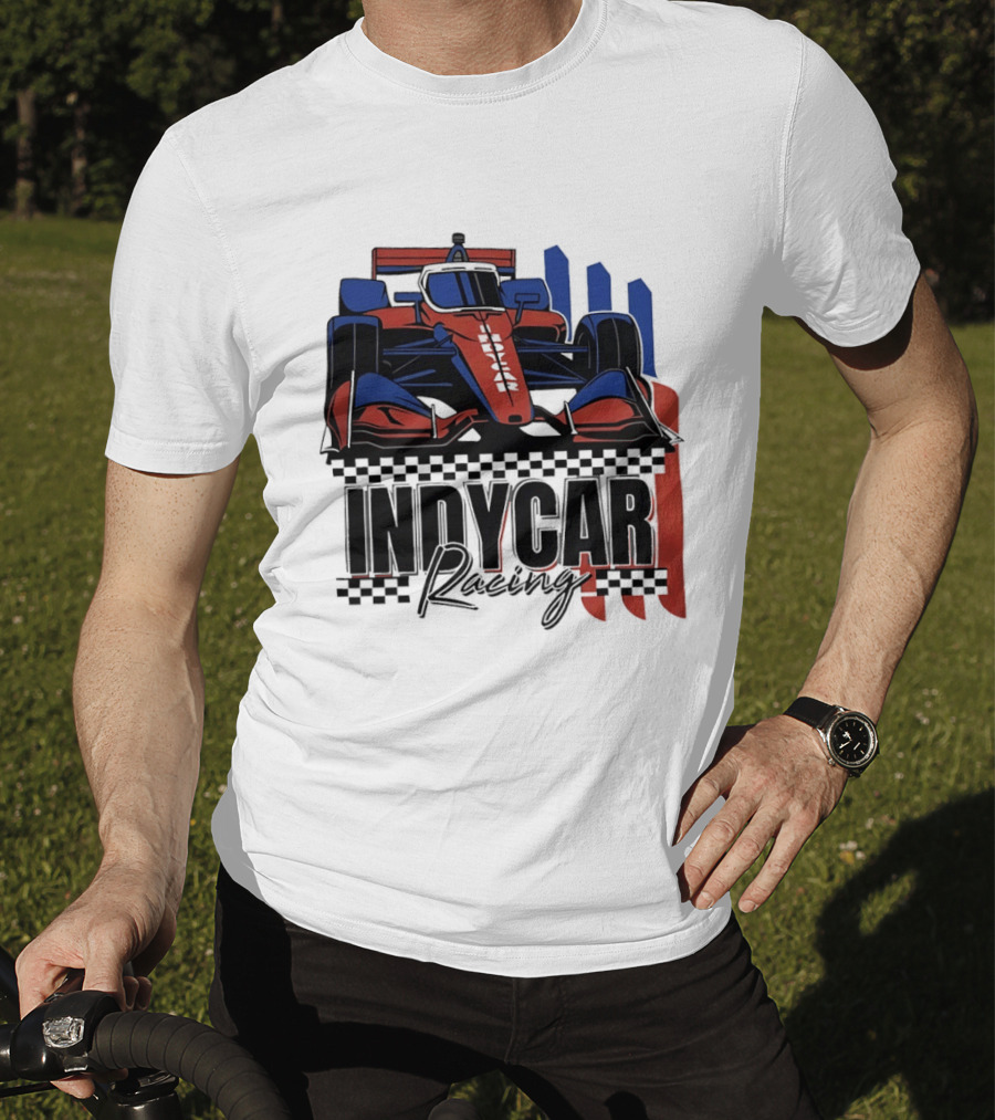 Indycar Racing Racecar Checkered Flags T-Shirt