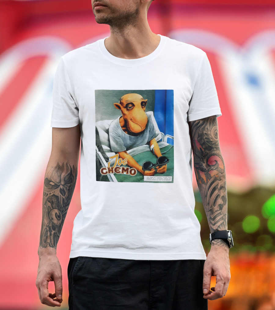Joe Chemo Hospital Gown Character In Bed Holding Sunglasses T-Shirt