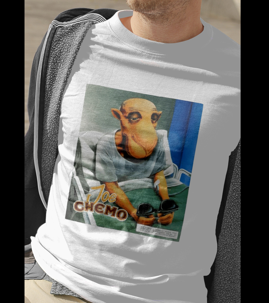 Joe Chemo Hospital Gown Character In Bed Holding Sunglasses T-Shirt