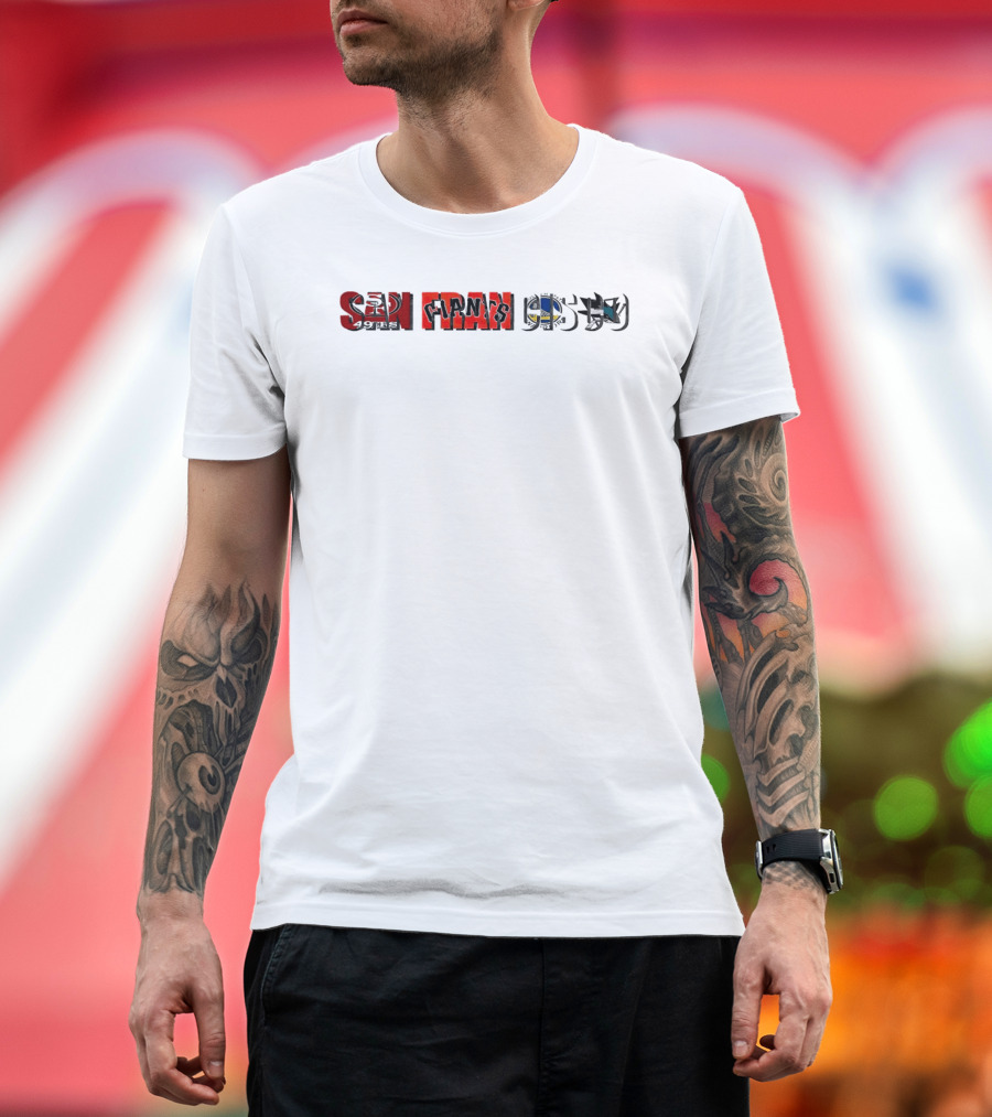 San Francisco 49ers Warriors Giants Sharks Sports Skyline T-Shirt