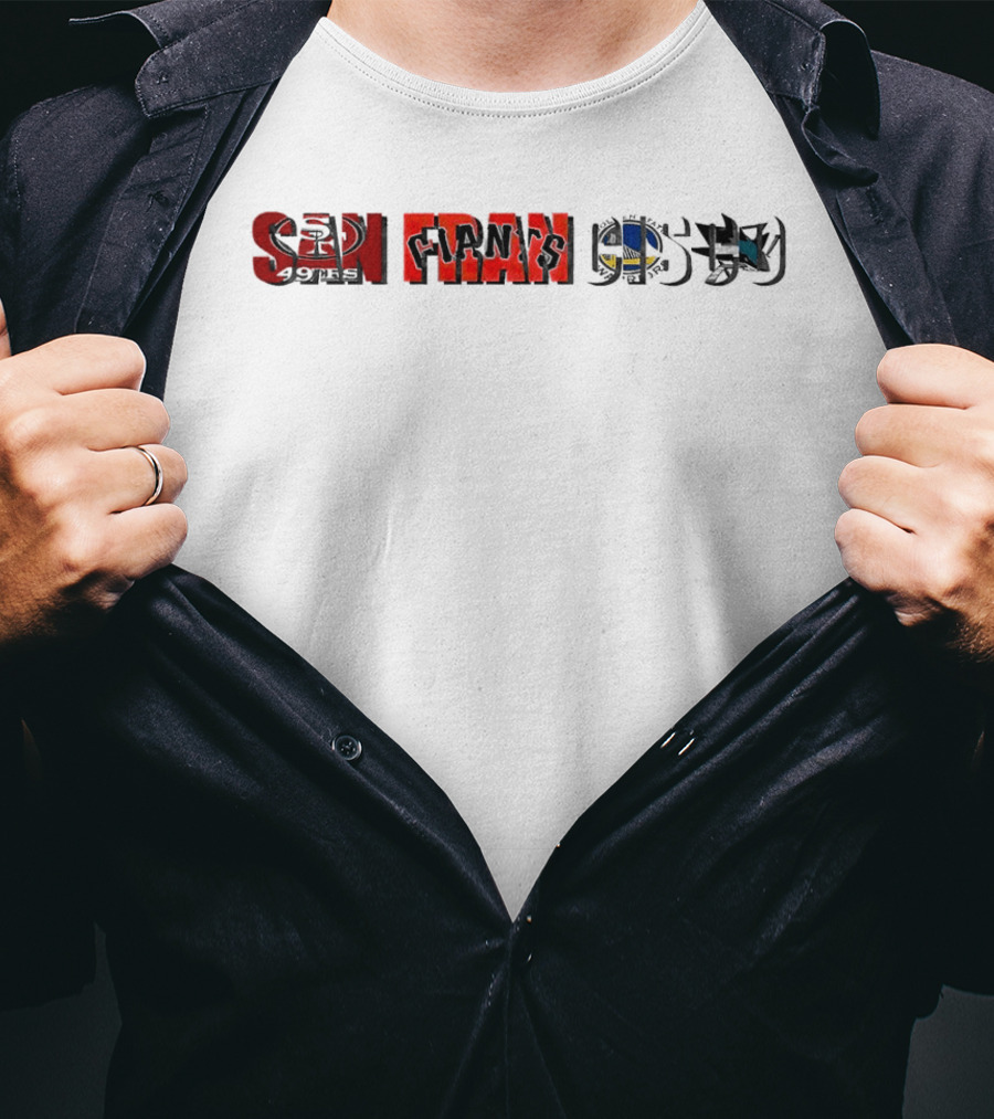 San Francisco 49ers Warriors Giants Sharks Sports Skyline T-Shirt