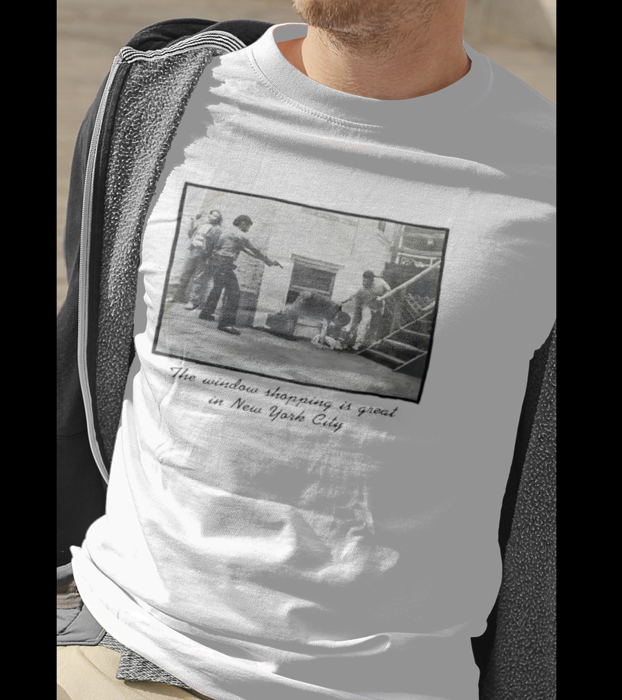 New York City Vintage Scene: Satirical Take On Urban Window Shopping T-Shirt