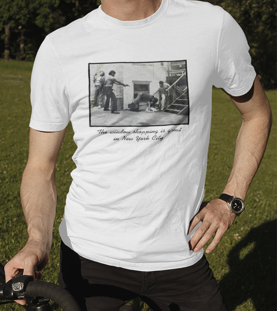 New York City Vintage Scene: Satirical Take On Urban Window Shopping T-Shirt