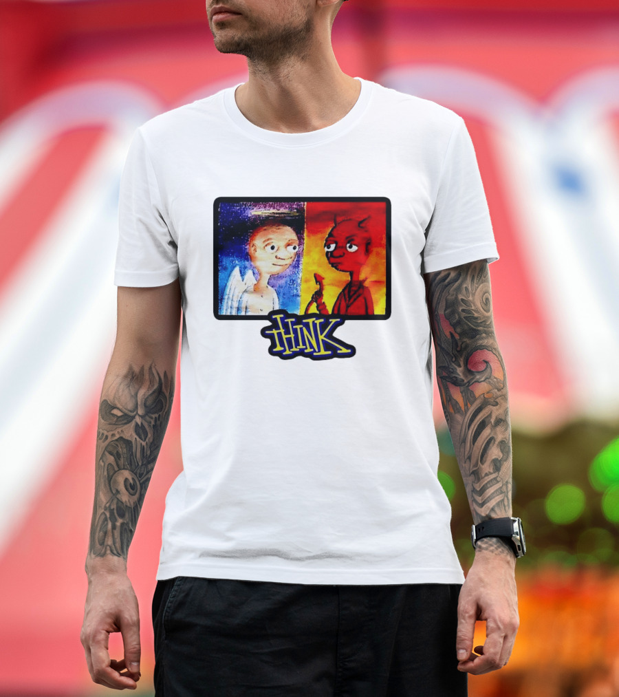 90s Classic Think Angel Vs Devil Cartoon TV Skateboard T-Shirt