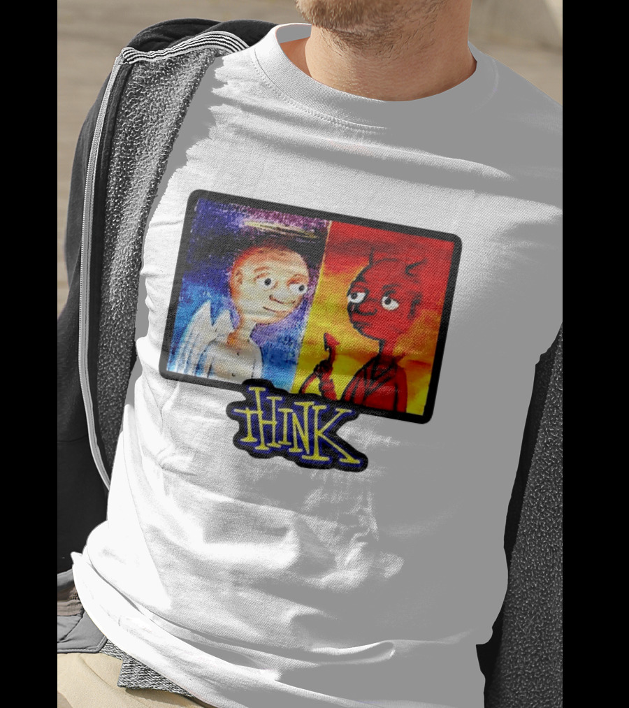 90s Classic Think Angel Vs Devil Cartoon TV Skateboard T-Shirt