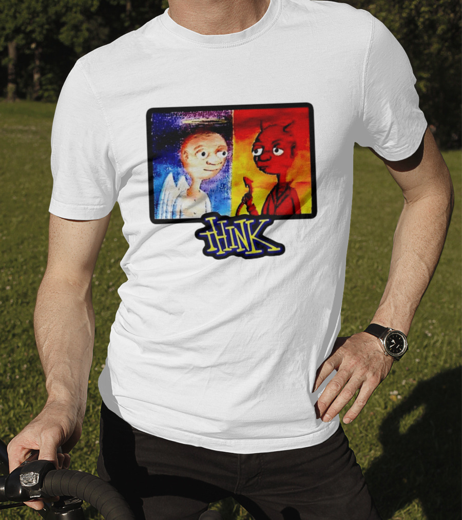 90s Classic Think Angel Vs Devil Cartoon TV Skateboard T-Shirt