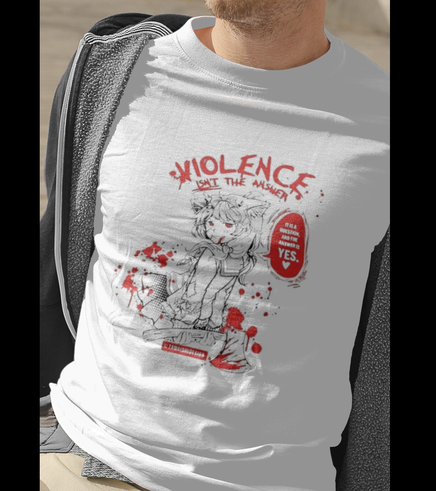 Violence Isn't The Answer It Is A Question And The Answer Is Yes Anime Blood Splatter Manga T-Shirt