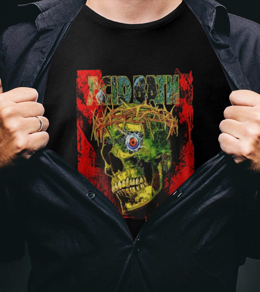 Acid Bath Skull Crown Of Thorns Red T-Shirt