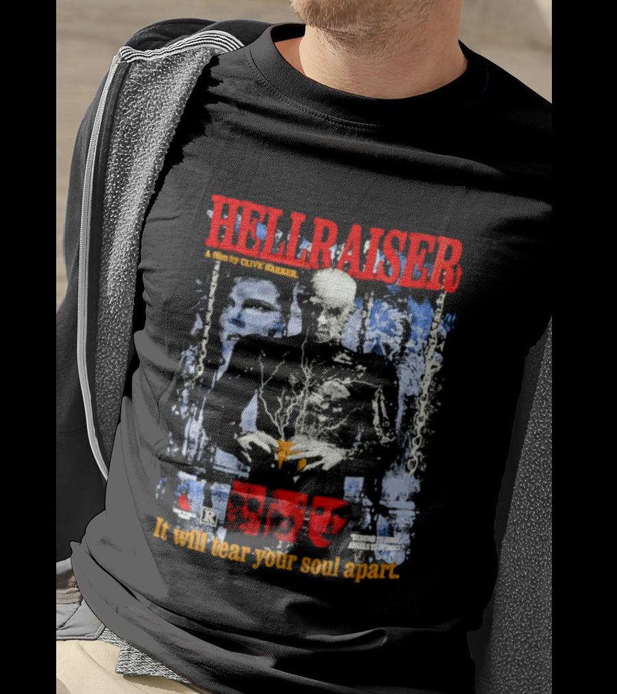 Hellraiser A Film By Clive Barker It Will Tear Your Soul Apart Pinhead Horror T-Shirt