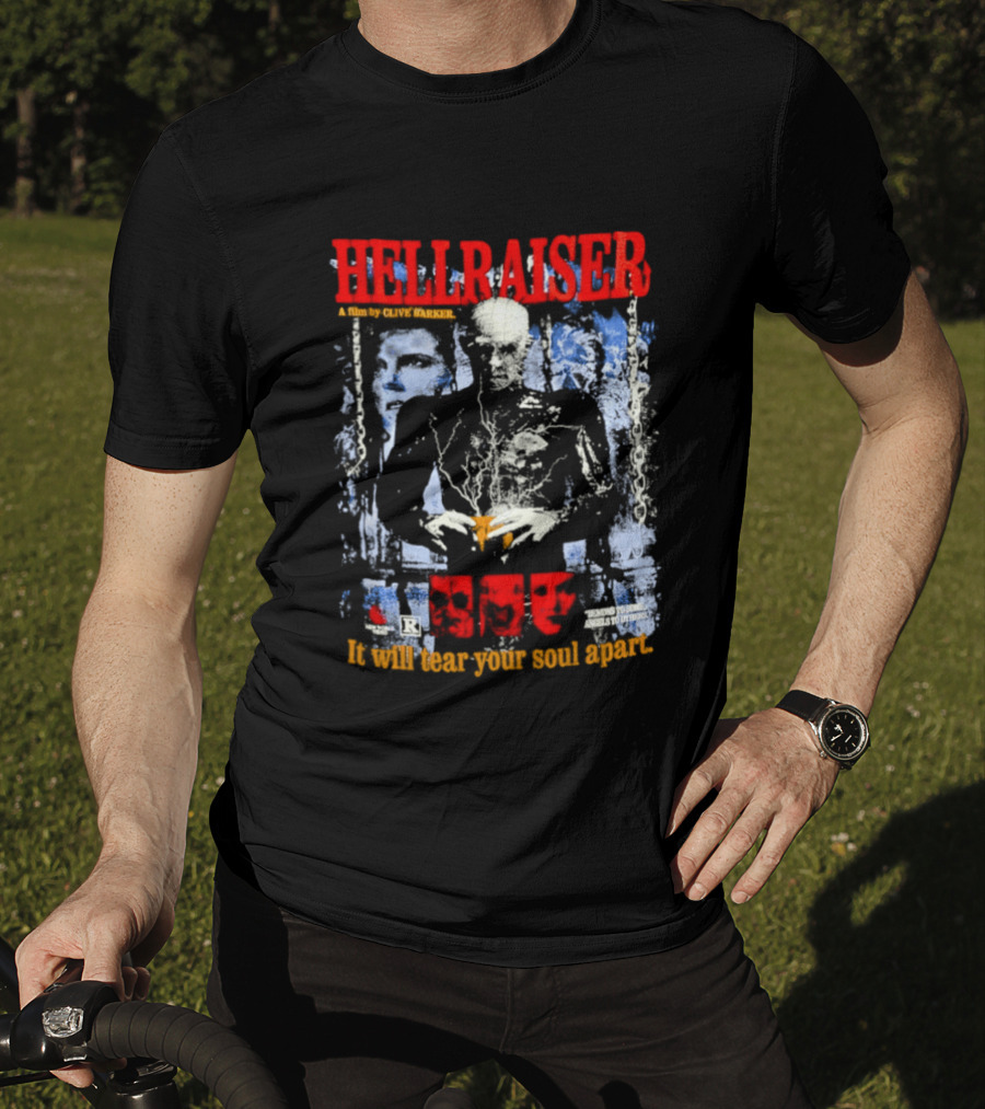 Hellraiser A Film By Clive Barker It Will Tear Your Soul Apart Pinhead Horror T-Shirt