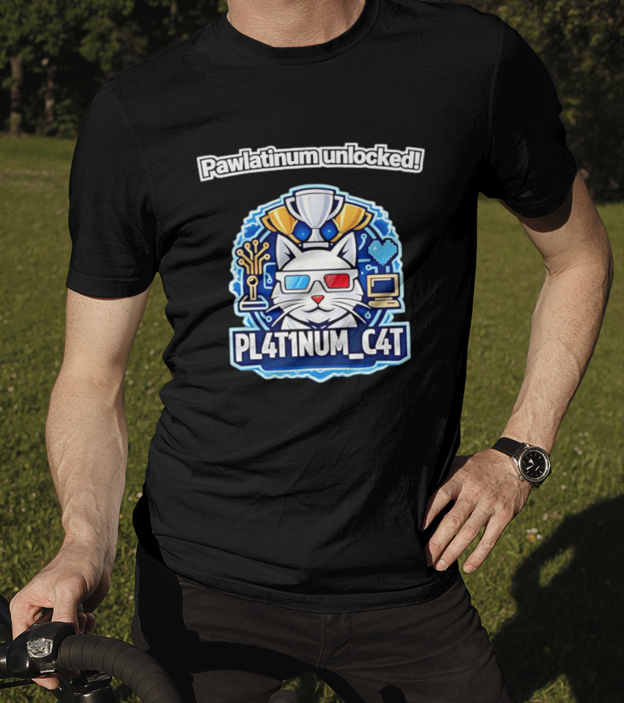Pawlatinum Unlocked PL4T1NUM C4T Trophy Gamer Aesthetic T-Shirt