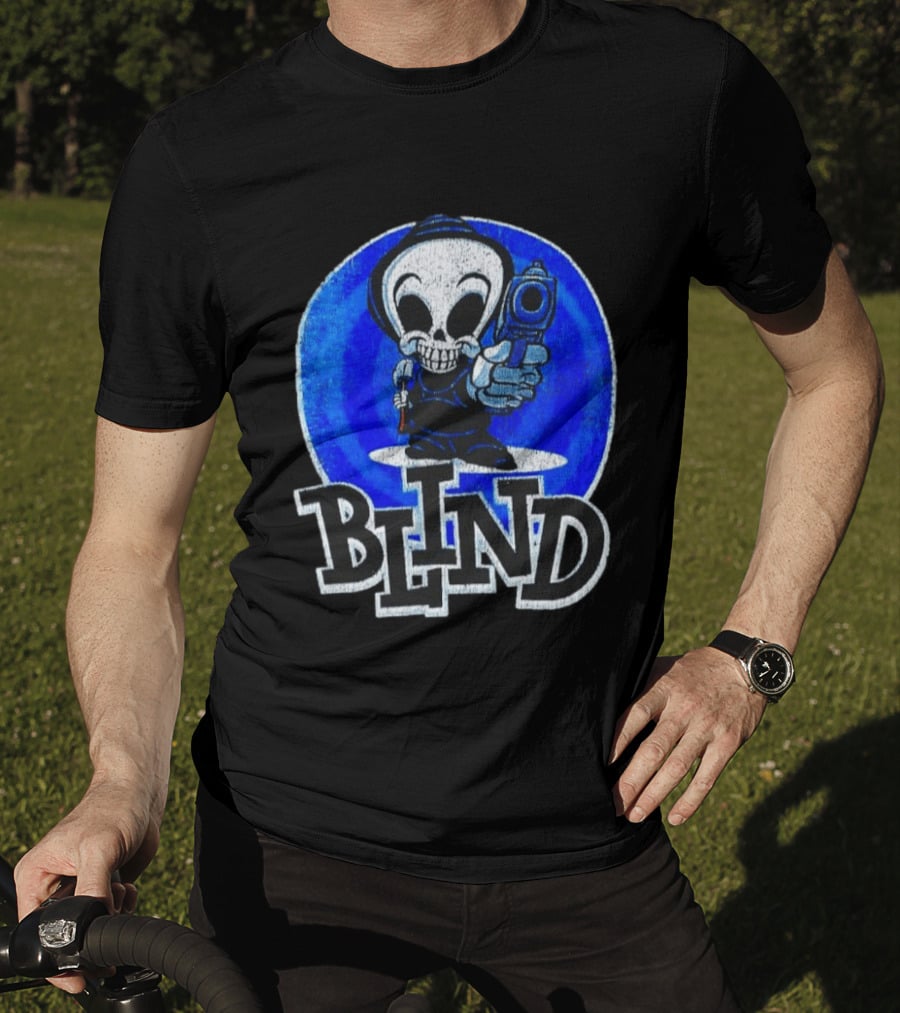 Blind Skateboards Grim Reaper Blue Circle 1990s T-Shirt
