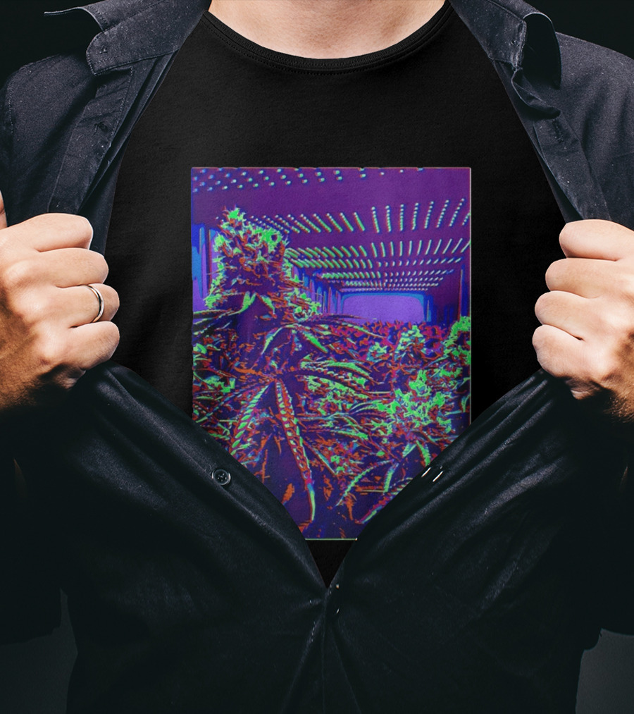 Plant Life By Wicked High Society Neon Cannabis Indoor Garden Purple LED Glow T-Shirt