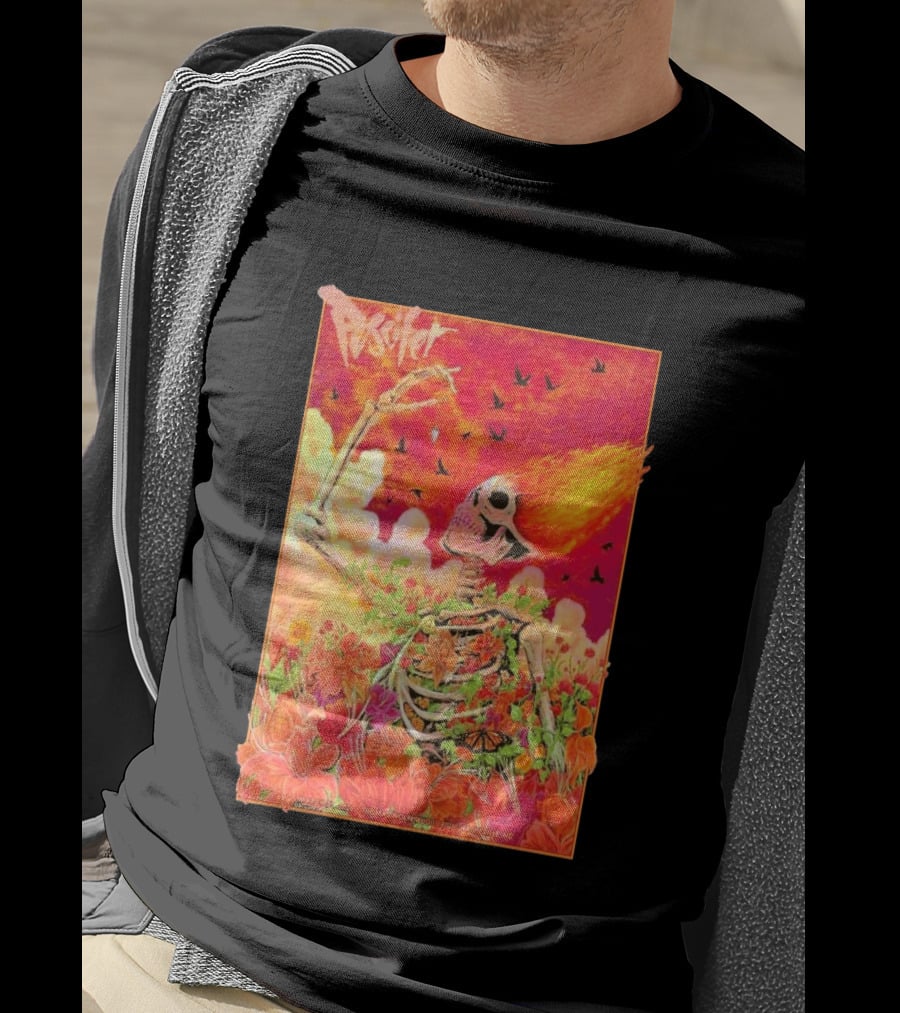 Puscifer March 31 2026 Thomas Wolfe Auditorium Asheville NC Skeleton Flames Flowers T-Shirt