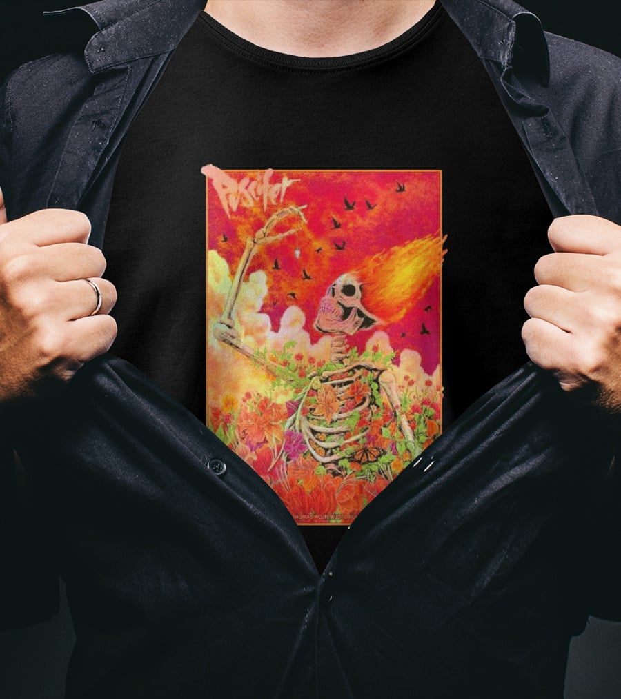 Puscifer March 31 2026 Thomas Wolfe Auditorium Asheville NC Skeleton Flames Flowers T-Shirt