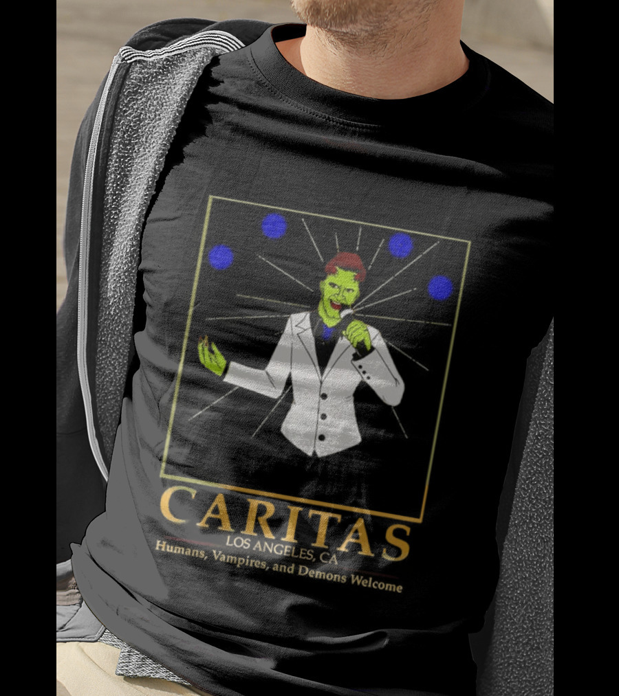 Caritas Los Angeles CA Humans Vampires Demons Welcome Singer In White Suit T-Shirt