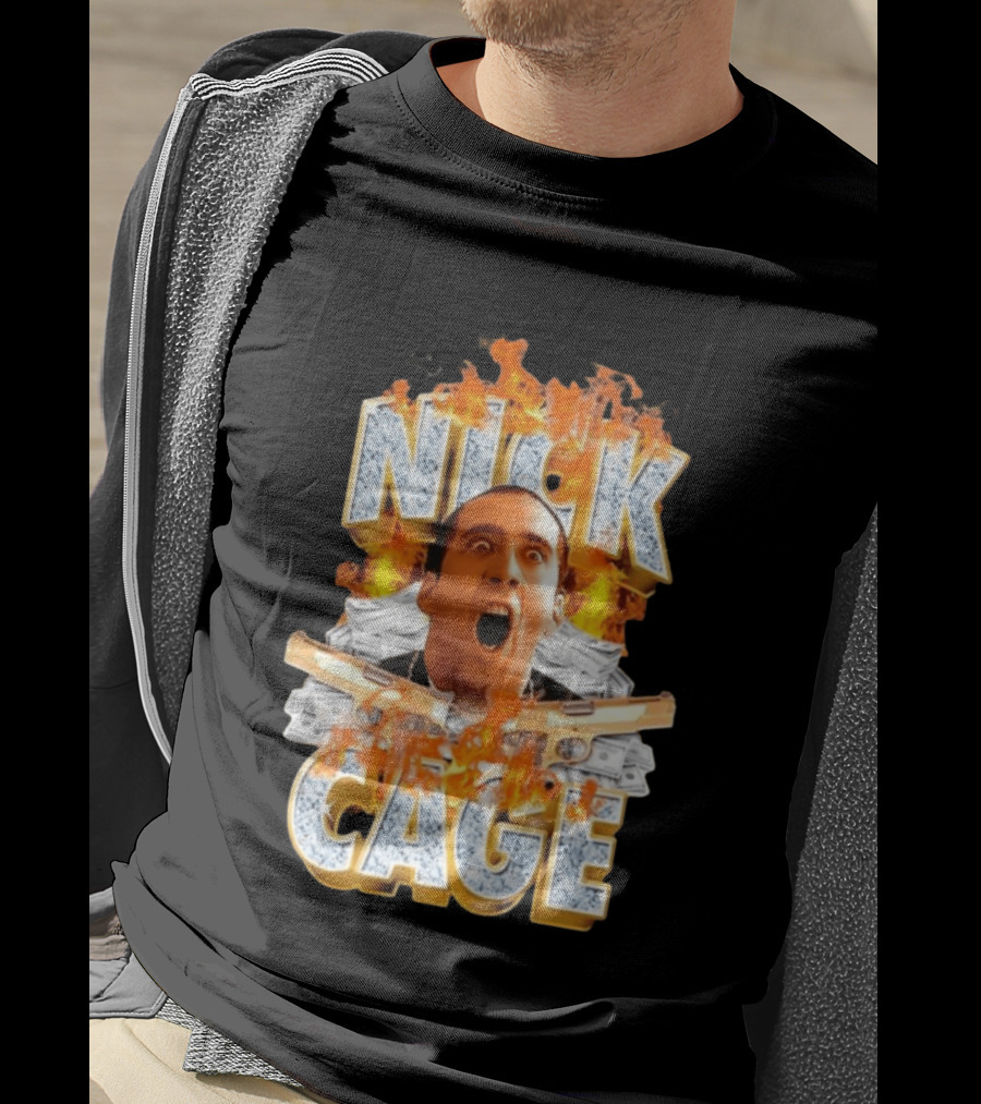 Nick Cage Castor Troy Money 90s Flames Gun Scene T-Shirt