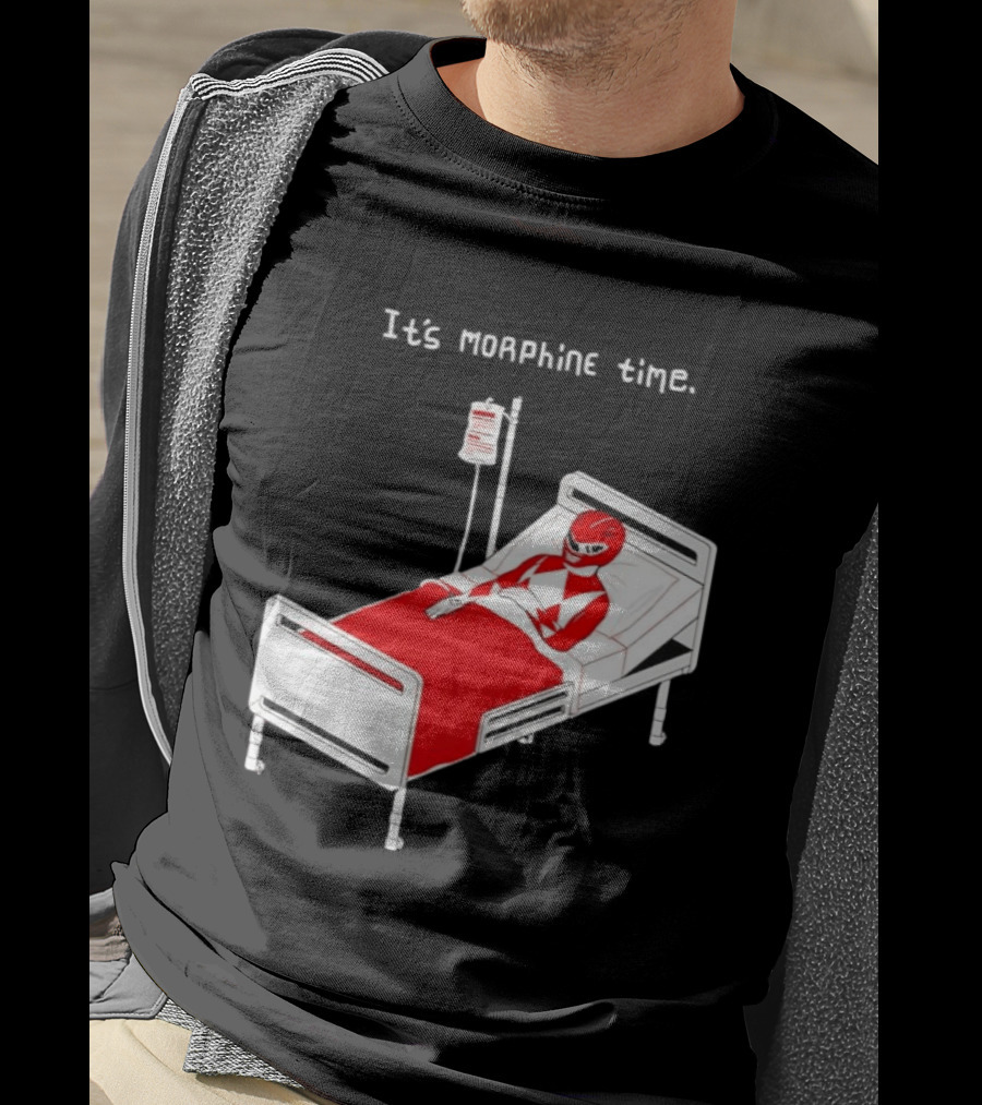 Red Ranger It's Morphin Time Power Rangers On Hospital Bed Scene T-Shirt