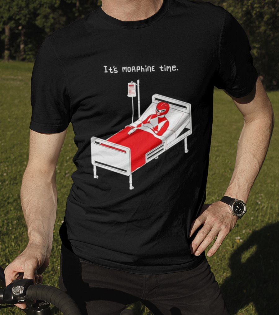 Red Ranger It's Morphin Time Power Rangers On Hospital Bed Scene T-Shirt