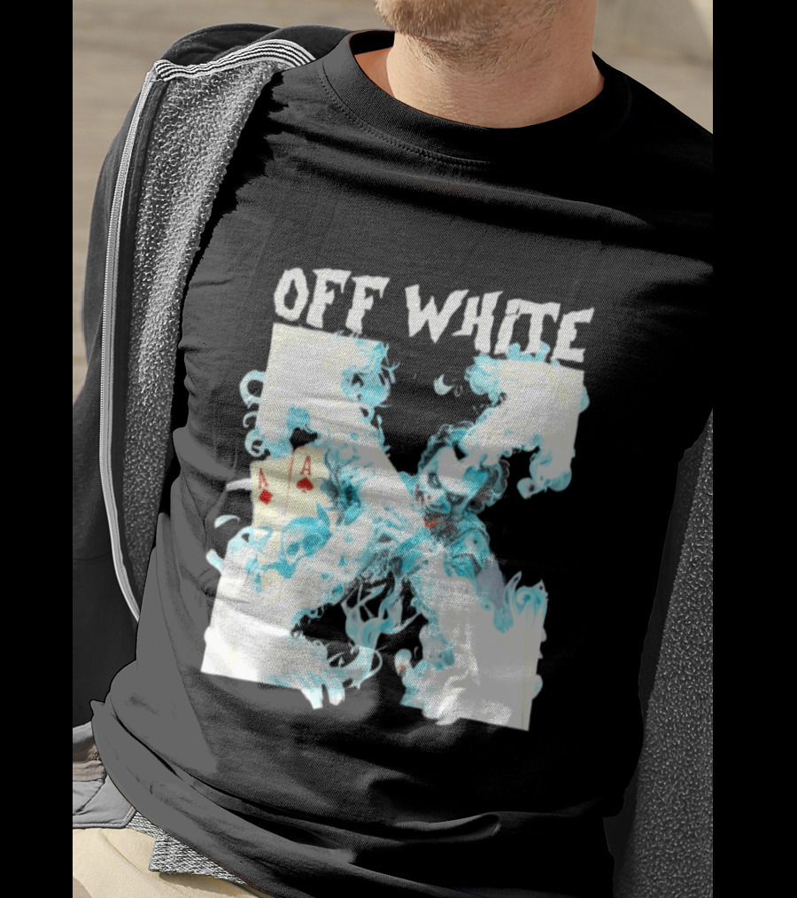 OFF WHITE Joker Blue Flame Ace Cards T-Shirt
