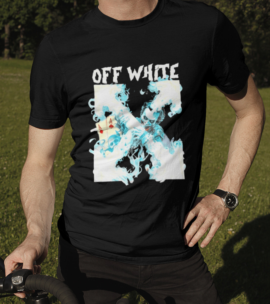OFF WHITE Joker Blue Flame Ace Cards T-Shirt