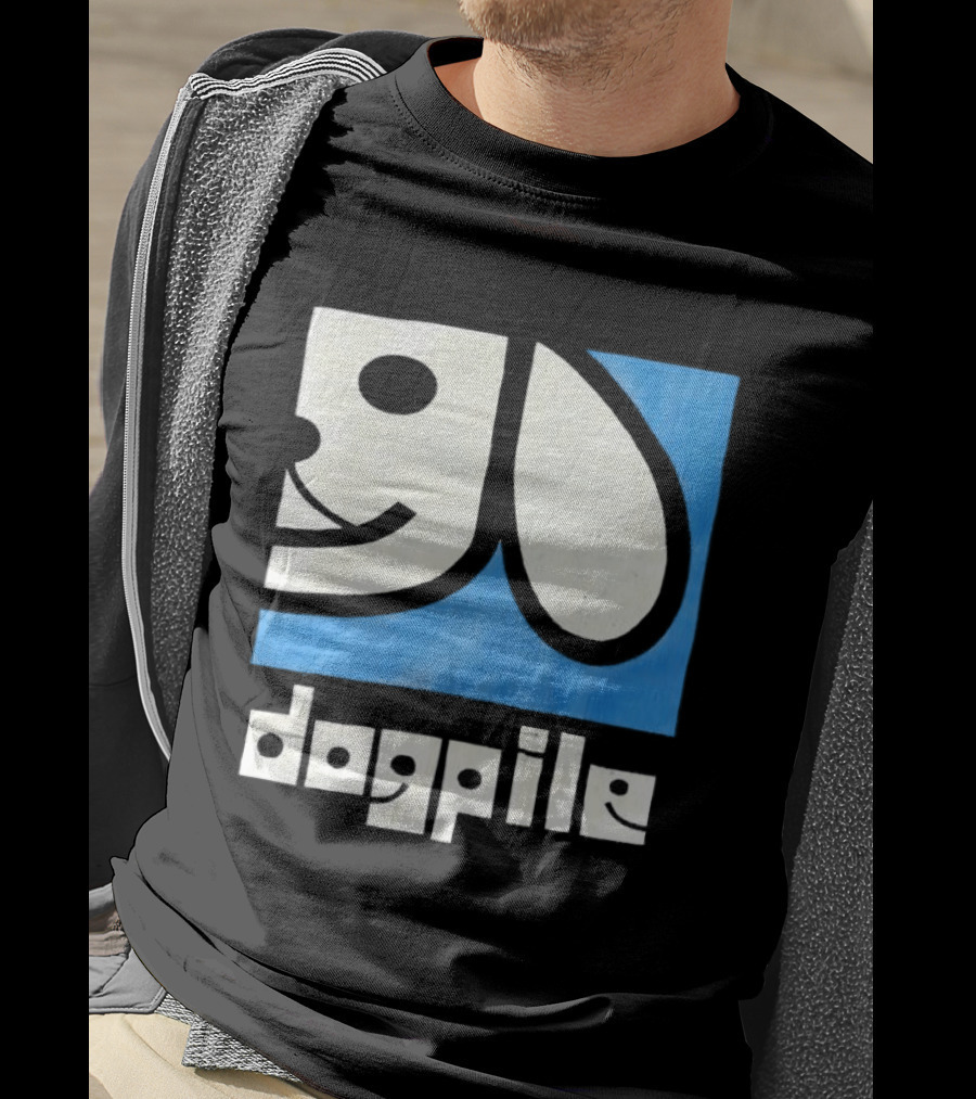 90s Dogpile Logo With Smiling Dog Face T-Shirt