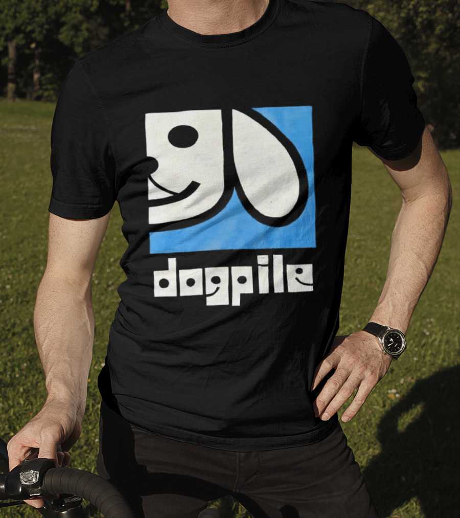 90s Dogpile Logo With Smiling Dog Face T-Shirt