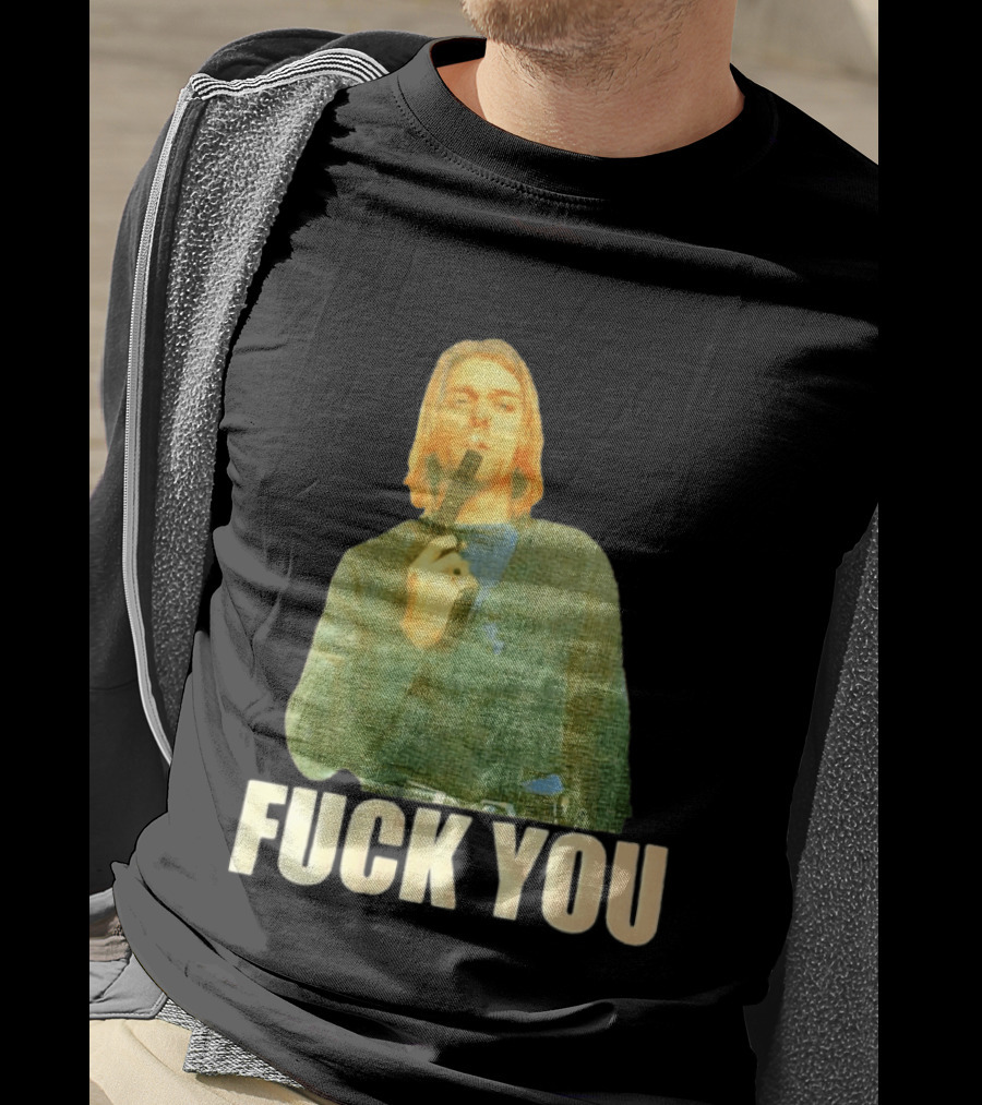 Kurt Cobain Fuck You Gun Image T-Shirt
