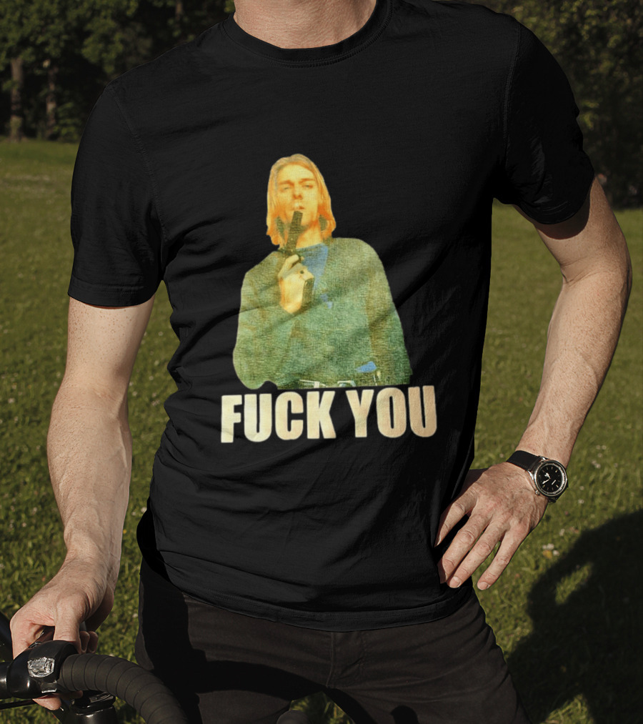 Kurt Cobain Fuck You Gun Image T-Shirt