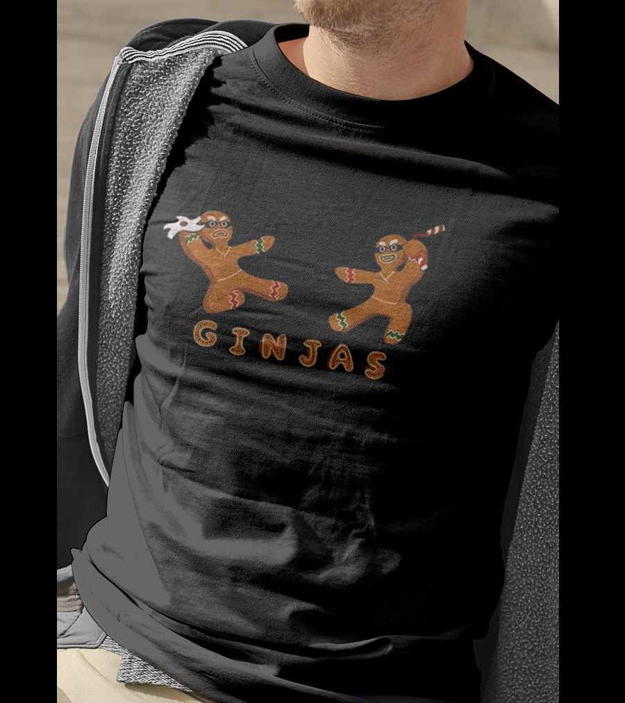 Ginjas Gingerbread Ninja Merry Christmas Holiday Fun T-Shirt
