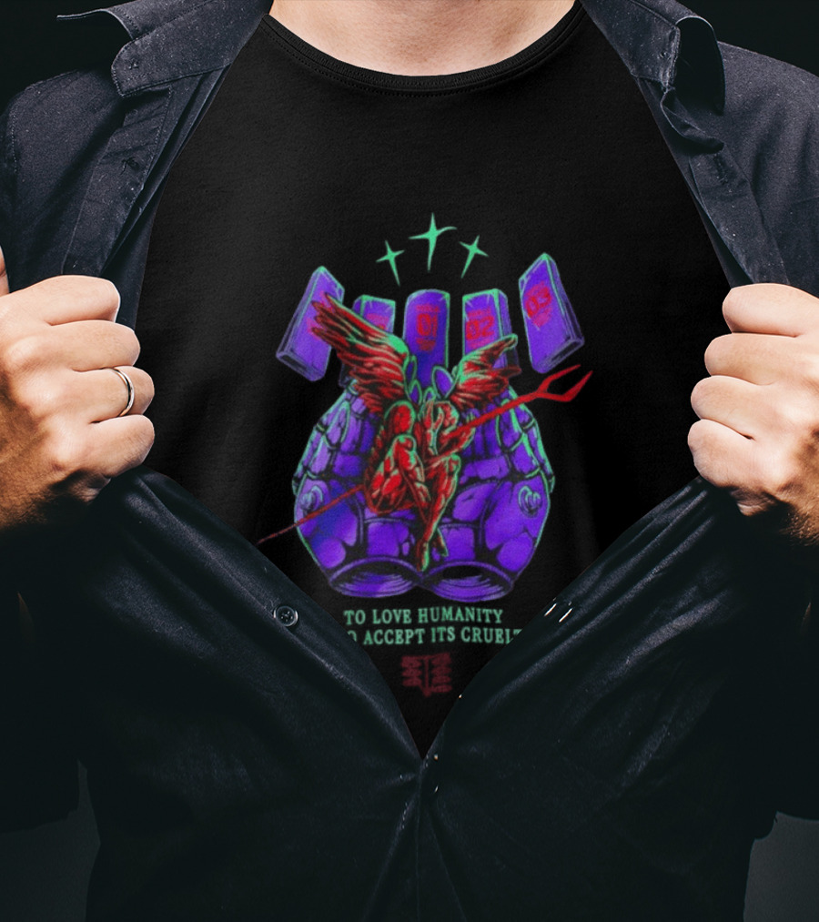 To Love Humanity Accept Its Cruelty Angel Devil Wings T-Shirt