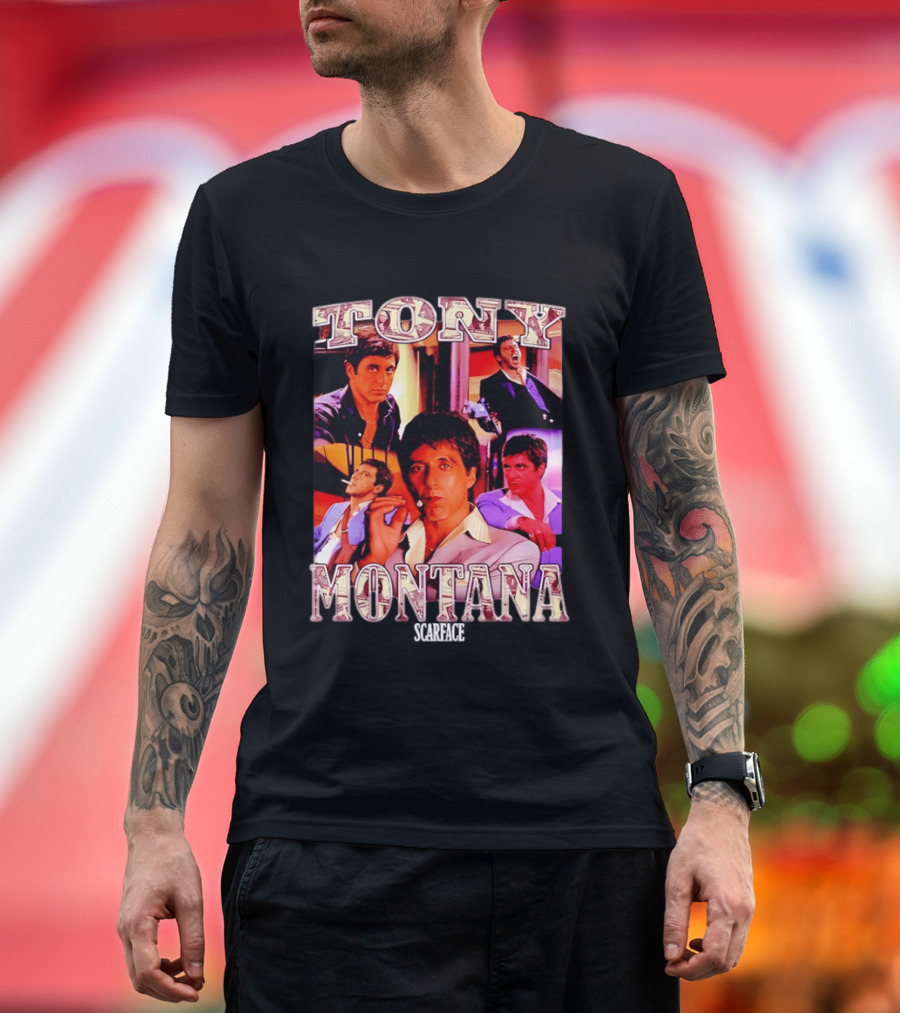Tony Montana Scarface Movie Collage 80s Film T-Shirt