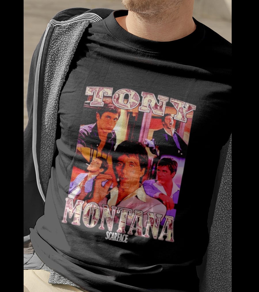 Tony Montana Scarface Movie Collage 80s Film T-Shirt