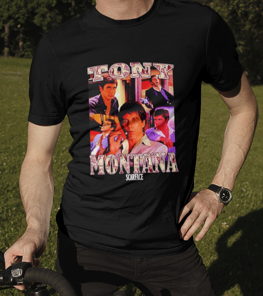 Tony Montana Scarface Movie Collage 80s Film T-Shirt
