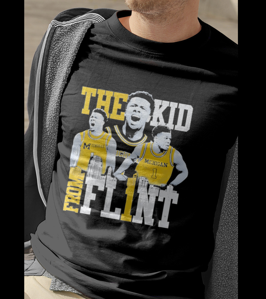 The Kid From Flint Trey McKenney Michigan Wolverines Basketball Skyline T-Shirt