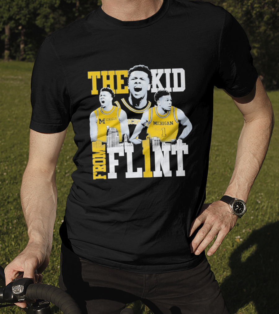 The Kid From Flint Trey McKenney Michigan Wolverines Basketball Skyline T-Shirt