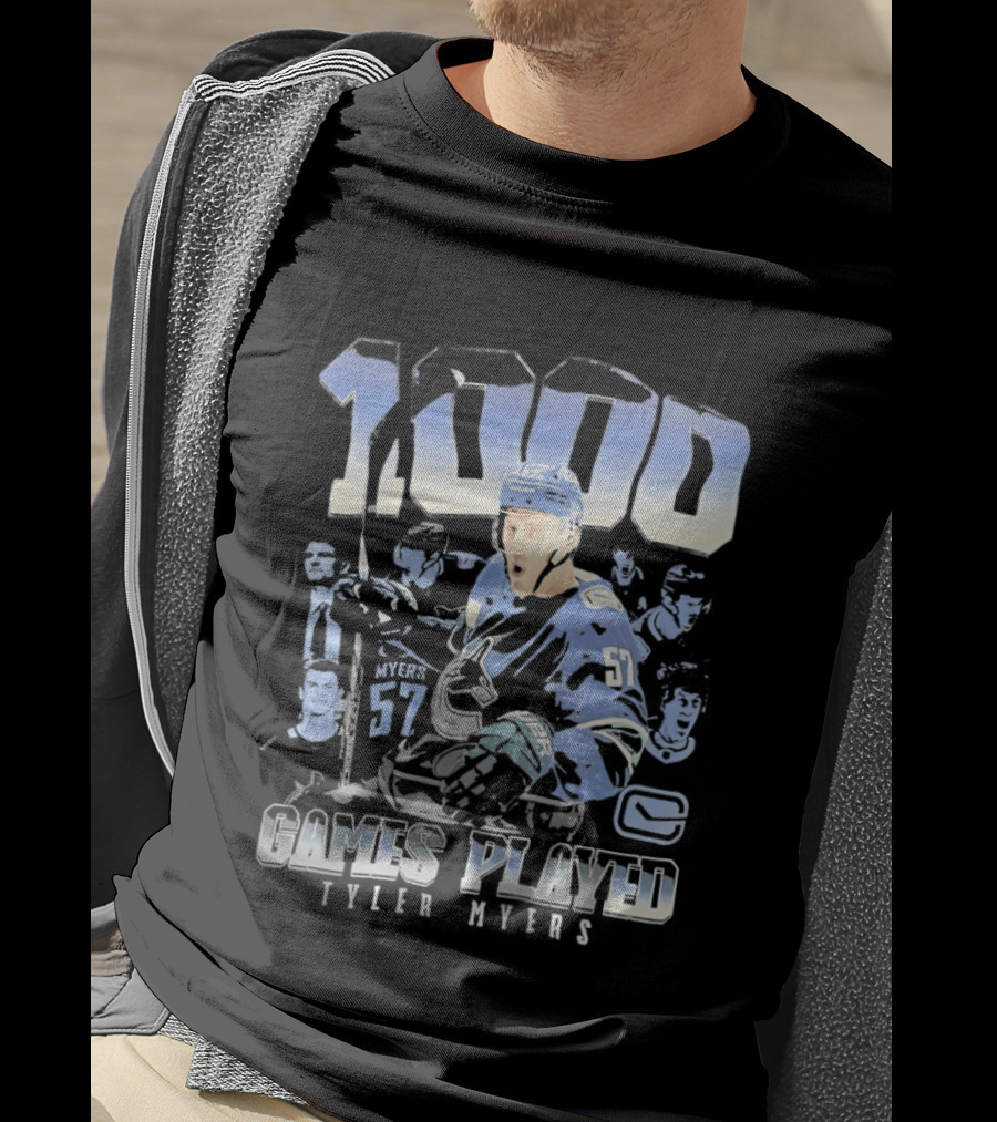 Tyler Myers 1000 Games Played Vancouver Canucks 57 Hockey T-Shirt